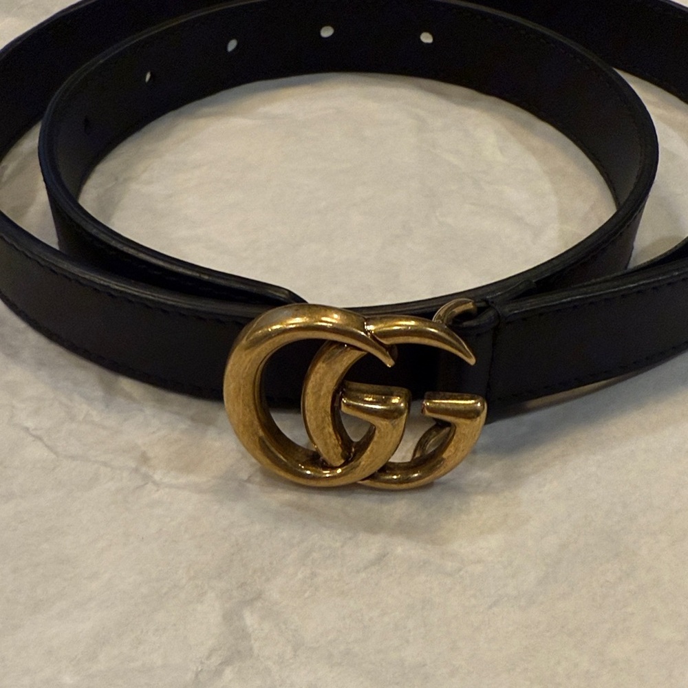 Gucci Black Belt with Gold GG Buckle